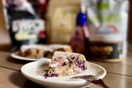 Recept na borůvkovo mandlový koláč plný bílkovin